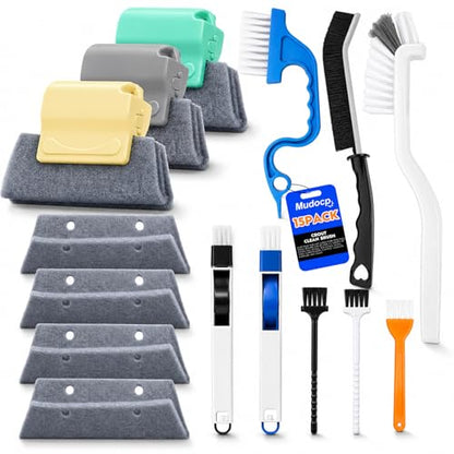 Window Track Cleaning Tools, 15 Pcs Sill Cleaner Brush for Window/Door Tracks, Sliding Doors, Tile Lines, AC Vents & Keyboards