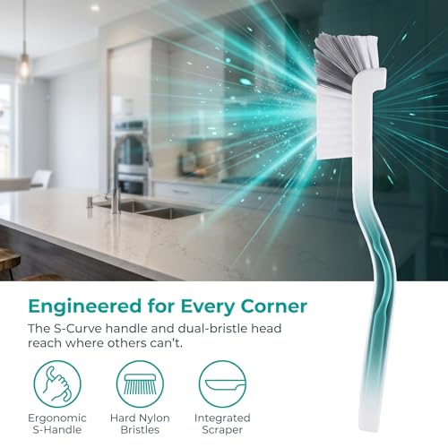 10 Pack Gap Cleaning Brush with Long Handle - Multi-Purpose Corner Scrubber for Bathroom Tile Grout, Kitchen Sink & Window Track, Non-Slip Grout Brush -Grey & White - size: 10Pack