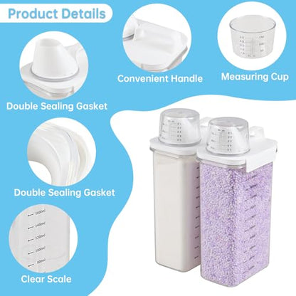 Sandmovie 3 Packs Laundry Detergent Dispenser, 78 Oz Clear Plastic Laundry Soap Containers with Scale