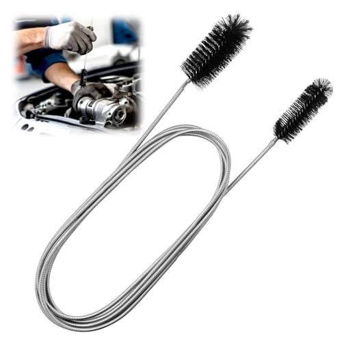 78" Long Flexible Car Drain Cleaning Brush,Stainless Steel/Nylon Pipe Cleaner Brush with Double Head,Slim Car Drain Brushes Pipe Cleaning Tool as Auto Sunroof Drains Cleaner