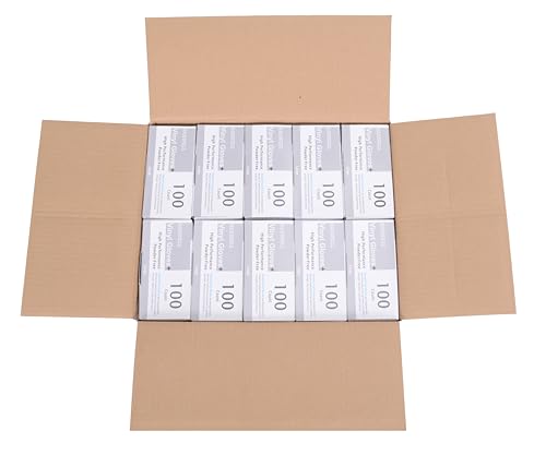 Daxwell Vinyl Gloves, Powder Free, Large, Clear, F10001750 (Case of 1,000, 10 Boxes of 100) - size: Large