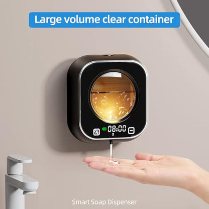 Automatic Liquid Soap Dispenser, Wall Mounted Soap Dispenser, 320ML Electric Touchless Rechargeable, Self-Cleaning & Transparent Window, No-Drill Waterproof for Bathroom, Kitchen - color: Black