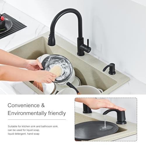 GAGALIFE Kitchen Sink Soap Dispenser - Sink Soap Dispenser Pump with 40" Silicone Soap Dispenser Extension Soap Tube (Matte Black), Say Goodbye to Frequent Refills G080-1B - color: Matte Black, size: with Hose