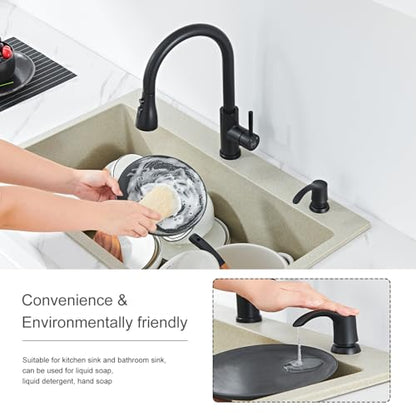 GAGALIFE Kitchen Sink Soap Dispenser - Sink Soap Dispenser Pump with 40" Silicone Soap Dispenser Extension Soap Tube (Matte Black), Say Goodbye to Frequent Refills G080-1B - color: Matte Black, size: with Hose