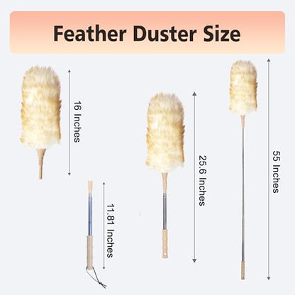 Cedenoo Lambswool Duster Extendable 22–55 Inch Natural Wool Duster with Flexible Head for Ceilings Furniture Blinds Electronics Washable Reusable - color: Yellow