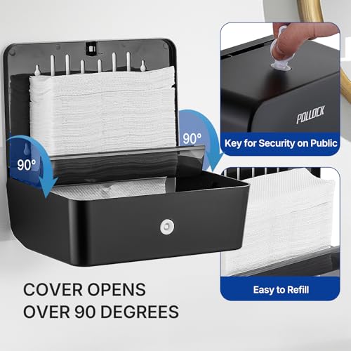 Commercial Paper Towel Dispenser Wall Mounted, Trifold/C-Fold/Multifold Hand Towel Holder, Hand Towel Dispenser for Bathroom Tissue Dispenser, Large Capacity 200 Sheets (Black-5853) - color: Black-5853