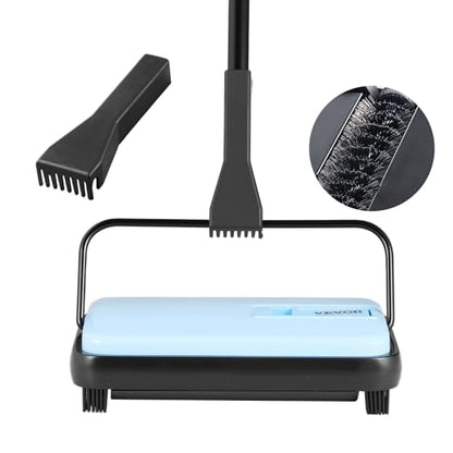 VEVOR Carpet Sweeper Manual, Floor Sweeper with 300 ml Dustbin Capacity Easy to Empty, 6.7 inch Cleaning Width for Home Office Carpets Pet Hair Dust, Blue - color: Blue