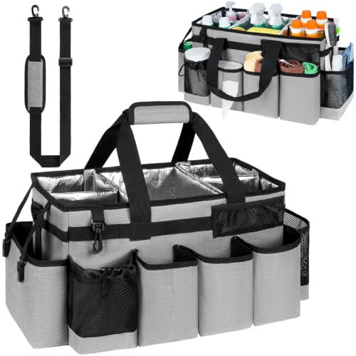 Cleaning Caddy Bag, Extra Large Cleaning Supplies Organizer for Housekeepers, Housekeeping Caddy with Handle and Detachable Padded Cushion, Gray - color: Gray, size: Extra Large