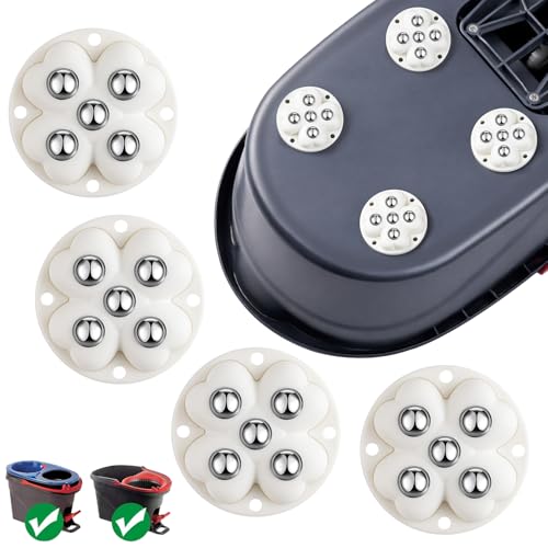 4 PCS Caster Wheels,360° Rollers Compatible with Ocedar Mop Bucket Stainless Steel,Self Adhesive Rollers for Mop Bucket,Kitchen Small Appliances,Trash Can,White