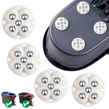 4 PCS Caster Wheels,360° Rollers Compatible with Ocedar Mop Bucket Stainless Steel,Self Adhesive Rollers for Mop Bucket,Kitchen Small Appliances,Trash Can,White