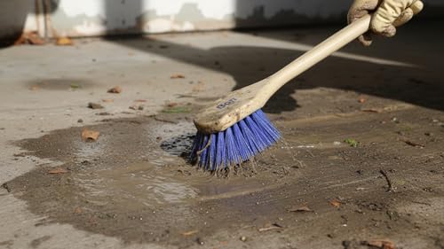Bon Acid Proof Gong Brush Extra Stiff Plastic Bristles with 20 in. Durable Plastic Handle Heavy Duty Scrub Brush for Concrete Masonry and Surface Prep with 4 1/2 in. Wide Head and 1 1/2 in. Trim - size: 4.5 inches (head), 20 inches (handle)