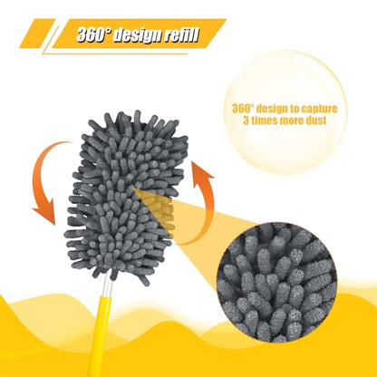 2pcs Duster Refills for Swiffer, Microfiber Dusters Heavy Duty Refills 360 Ceiling Fan Duster Replacements Reusable Hand Dusters for Cleaning (Gray) - color: Gray