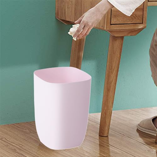Bathroom Trash Can, Small Garbage Can for Bedroom, Living Room, Kitchen, Slim Cute Plastic Waste Basket for Office, 7L, Pink - color: Pink