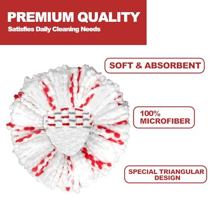 [2026 New Version] Mop Head Replacement - 40% More Cleaning Power, 3 Pack Spin Mop Replacement Head for Easy Wring 1-Tank System, Easy Cleaning, Microfiber and Machine Washable - size: 1-TANK 40% Mop Head (3pcs)