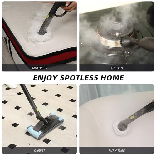 Heavy-Duty Steam Cleaner - 1500W Multipurpose Handheld Floor Steamer with 22 Accessories 16ft Cord for Home, Car Detailing, Tile, Grout, Wallpaper, Upholstery, Window, Deep Cleaning