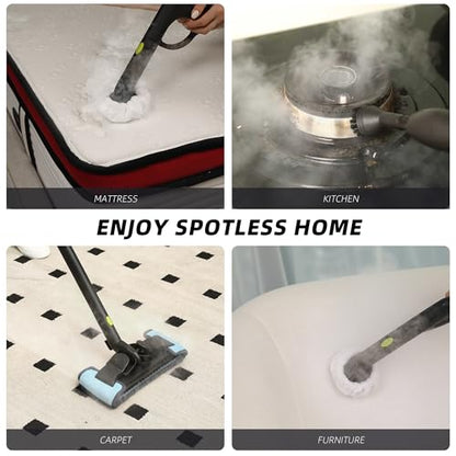 Heavy-Duty Steam Cleaner - 1500W Multipurpose Handheld Floor Steamer with 22 Accessories 16ft Cord for Home, Car Detailing, Tile, Grout, Wallpaper, Upholstery, Window, Deep Cleaning