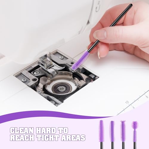 20 Pcs Nook and Cranny Sewing Machine Cleaning Brushes for Quilting Supplies Reusable Silicone Dense Bristles Cleaning Brushes for Sewing Machine Internal and Spool Area(Black, Purple) - color: Black, Purple