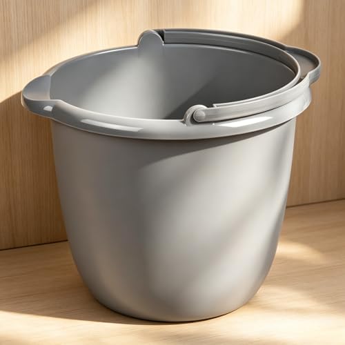 10 Qt. Spout Pail Classic Titanium,Plastic Utility Bucket with Comfortable Handle, Durable Multi-Purpose Pail for Household Cleaning & Storage