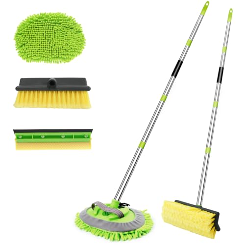 62" Car Wash Brush with Long Handle, Chenille Microfiber Car Wash Mop Mitt, Scratch-Free Soft Bristles Brush , Windshield Window Squeegee, Car Cleaning Brush Kit Supplies for Car,Truck,SUV,RV,Boat - size: 5 Pack