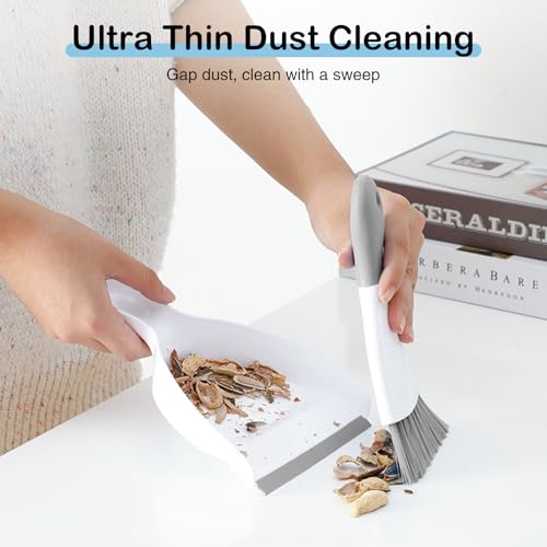 NACENA Mini Dustpan and Brush Set 2 Pack, Small Broom and Dustpan Set Dust Pan and Mini Hand Broom Dustpan and Broom Combo Compact for Home Table Keyboards Sofa Kitchen, White & Gray - color: White Grey, size: 2 packs