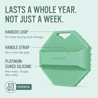Sud Scrub® Antimicrobial Silicone Body Scrubber, Exfoliating Body Brush for Sensitive Skin, Antibacterial Shower Scrubber for Body, Bathroom Essentials for Men & Women, Mint - color: Mint