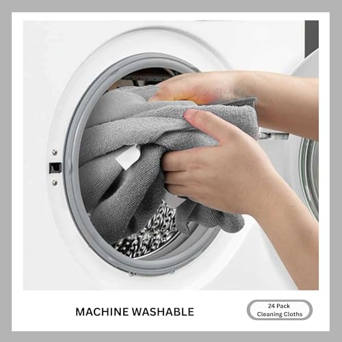 Microfiber Cleaning Cloth for Kitchen & households, Towels for Cars. (300gsm) (Pack of 24 Gray) - color: Gray