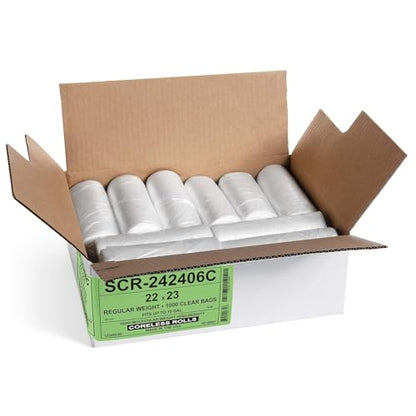 Aluf Plastics 6-8 Gallon Trash Bags Source Reduction Series Value High Density 6 MICRON (equiv) gauge - Intended for Home, Office, Bathroom, Paper, Styrofoam (Pack of 4000) - color: Clear, style: 7-10 Gal, 6 Micron Equiv, 4,000 Count