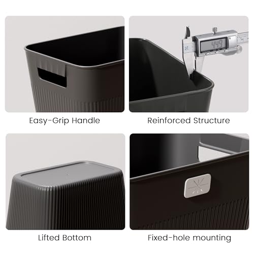 JOYMOOP Slim Trash Can 3-Pack, 2.2 Gallon Plastic Wastebasket for Bathroom, Bedroom, Office, Kitchen with 4 Rolls Bags, Black - color: Black, size: 3 pcs Waste Baskets+ 4 Rolls of Trash Bags