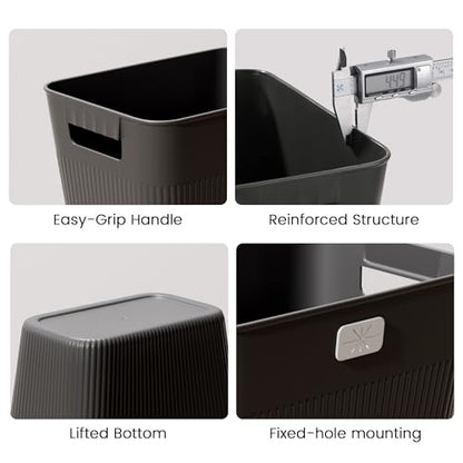 JOYMOOP Slim Trash Can 3-Pack, 2.2 Gallon Plastic Wastebasket for Bathroom, Bedroom, Office, Kitchen with 4 Rolls Bags, Black - color: Black, size: 3 pcs Waste Baskets+ 4 Rolls of Trash Bags