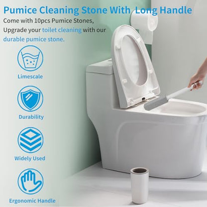 12 Packs Pumice Cleaning Stone with Extra Long Handle, Pumice Stone for Toilet Bowl Clean for Cleaning Toilets, Bathtubs, Grills, Swimming Pools, Sinks - size: 12 Pack