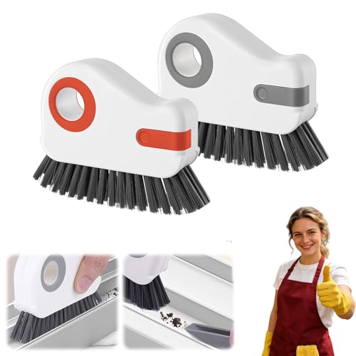 2 in 1 Window Track Cleaning Brush 2PCS,2026 New Window Groove Cleaning Brush, Sliding Door Track Cleaning Brush with Hidden Scraper, Gap Scrub Brush for Sliding Door, Window Sill (Mix) - color: Mix