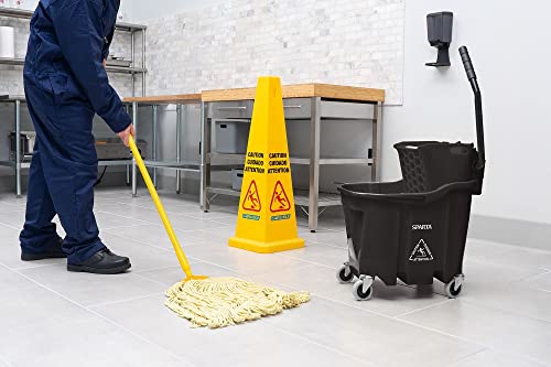 Carlisle FoodService Products Omnifit Mop Bucket with Side Press Wringer for Floor Cleaning, Kitchens, Restaurants, Office, And Janitorial Use, Polypropylene (Pp), 35 Quarts, Black