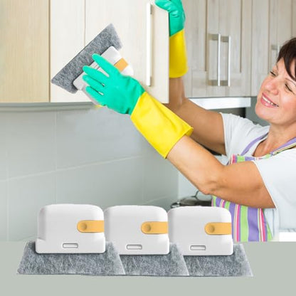 Magic Window Track Cleaner, Multifuction Window Groove Cleaning Brush with Replacement, Window Sliding Door Track Cleaner Household Use, Sliding Door, Track, Sill, Tile Lines, Shutter - color: Yellow