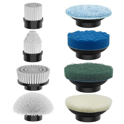 TUYU Replaceable Brush Heads Electric Spin Scrubber,4 Pack Brush Heads & 4 pcs Extra Brushes Kit, Cordless Spin Scrubber Power Cleaning Brush for Bathroom Floor