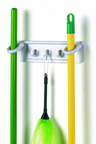 Spectrum Diversified Mop and Broom Holder and Organizer, White