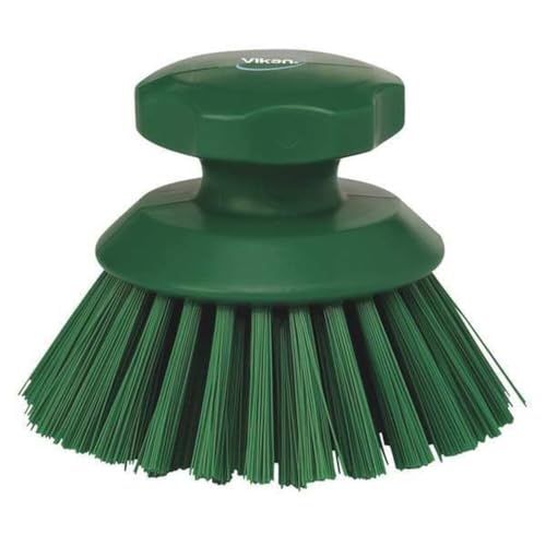3 3/4 in W Scrub Brush, Stiff, 3 in L Handle, 3 3/4 in L Brush, Green, Plastic, 5 in L Overall - 1 Each - color: Green