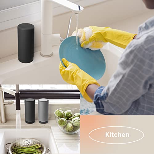 ElmRidge Dish Soap Silicone Dispenser for Kitchen Sink,Squeeze Washing Up Liquid and Hand Soap,Round refillable Silicone Bottles,Easy to Fill and to use, 8.5 oz,Black 2.4 x 2.4 x 5.5 inches (Black) - color: Black