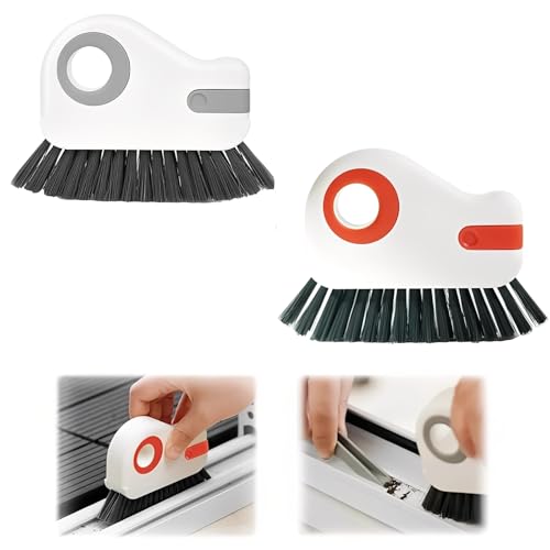 2 in 1 Groove Cleaning Brush, Hard Bristle Crevice Cleaning Brush with Hidden Scraper, Track Cleaning Tools Suitable for Sliding Door Tracks, Shutter Door Window Track (Mix) - color: Mix