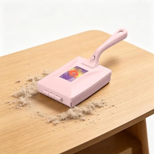 Carpet Sweeper Gadgets for Home, Handheld Double Roller Carpet Brush, Multi-Functional Portable Pet Hair Remover with Crumb Collector, Manual Dust Sweeper for Pet Hair Dust Scraps Paper (Pink) - color: Pink