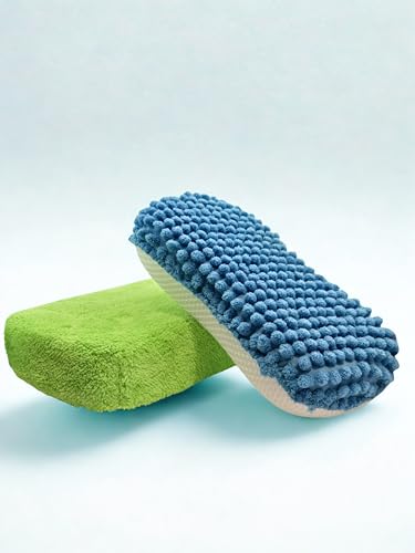 Large Microfiber Car Wash Sponge,2 Pack-Non-Scratch Reusable Heavy Duty Cleaning Pad for Cars,Trucks & SUVs.Also Ideal for Kitchen,Dishes & Household Cleaning.