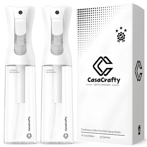 Continuous Spray Bottle for Hair 2 Pack – Fine Mist Water Sprayer 10oz (300ml), Refillable for Hair Styling, Continuous Mist for Plants, Cleaning, Skincare & Petcare, BPA-Free, Leak-Proof, 360° Mist