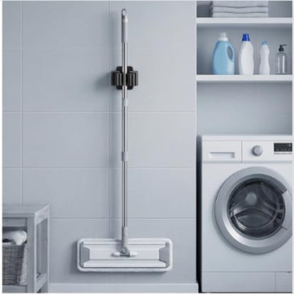 3PCS Broom and Mop Holder, Heavy Duty Garden Tool Organizer Rack Rake and Shovel Handle, Stainless Steel Mop Hanger. Wall Mounted Utility Rack with Screws, Matte Black