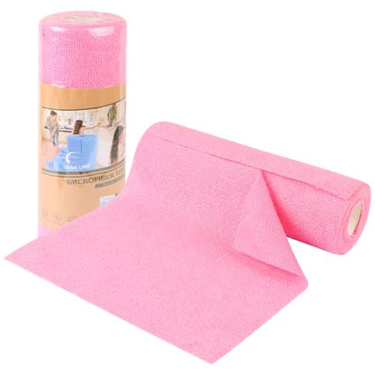 Microfiber Cleaning Cloth Roll, Tear-Away Reusable Towels, 10" x 10" Dish Cloth, 20 Sheets Washable, Lint-Free Microfiber Cloth for Kitchen, Home, Shop, Cleaning Supplies (Pink)