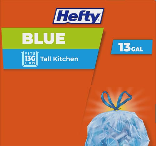 Hefty Blue Trash Bags,Blue,13 Gallon,60 Count (Pack of 6) - size: 60 Count (Pack of 6)
