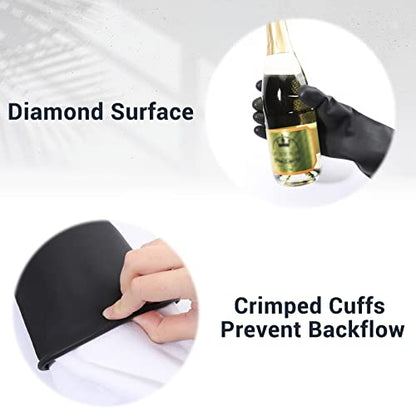 Thick Chemical Resistant Gloves, 3 Pairs 18" Long Anti Slip Diamond Grip Black Waterproof Alkali/Acid/Oil Resistant Reusable Heavy Duty Rubber Gloves for Cleaning, Dishwashing, Gardening - color: Textured，black+black, size: XL-3Pairs