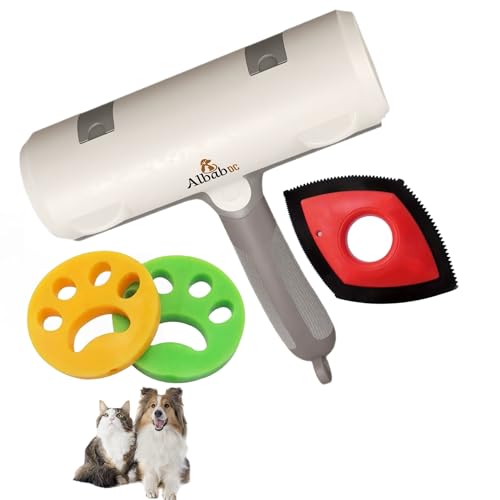 Albab Pet Hair Remover – Reusable Lint Roller – for Couch, Furniture, Clothes, Carpet, Bedding –Cat and Dog Hair –New Self-Cleaning Fur Removal Tool. No Sticky Tape or Adhesive Needed. (Bundle) - color: Bundle