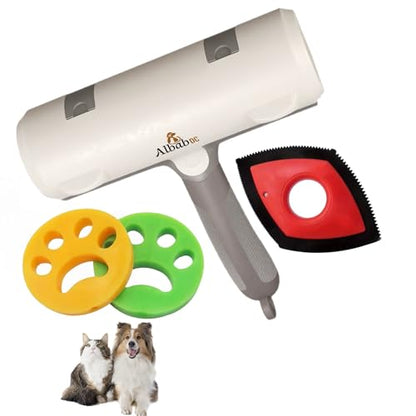 Albab Pet Hair Remover – Reusable Lint Roller – for Couch, Furniture, Clothes, Carpet, Bedding –Cat and Dog Hair –New Self-Cleaning Fur Removal Tool. No Sticky Tape or Adhesive Needed. (Bundle) - color: Bundle