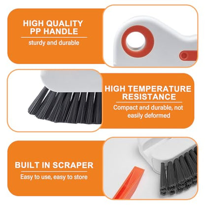2 in 1 Window Track Cleaning Brush, 2026 New Groove Crevice Cleaning Tool, Multifunctional Hard Bristle Grip Brush with Hidden Scraper, Gap Scrub Brush for Sliding Door, Window Sill (1Pc-Grey) - color: 1pc-grey