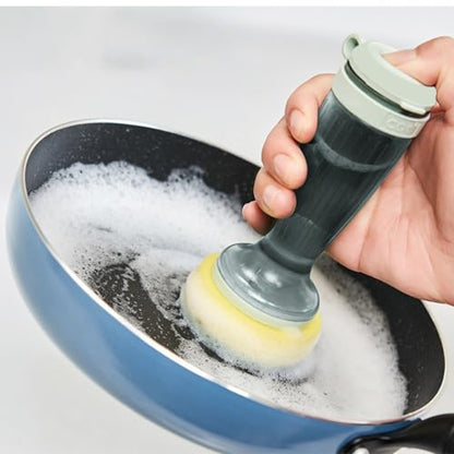 Kitchen Dish Brush with Soap Dispenser, Plastic Bristles, Pan Pot Scrubbing Brush for Sink Cleaning (Random) (Random Colour)