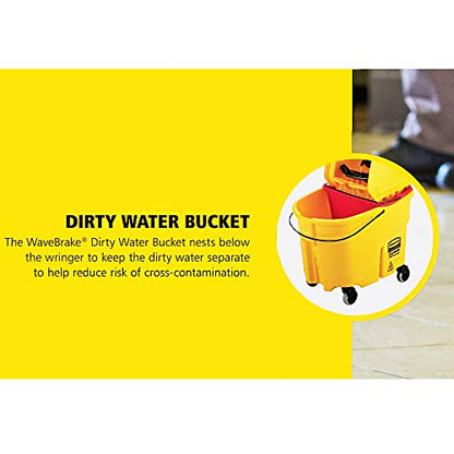 Rubbermaid Commercial Products Dirty Water Bucket for WaveBrake 2.0, 35 Qt. Mop Bucket, Red, 18-Quart Capacity, Separates Used and Clean Water, for Professional/Janitorial Cleaning